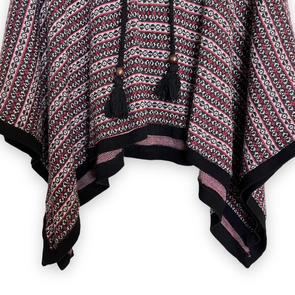 Style Book Fair Aisle Open Sleeve Rabbit Fur Blend Hooded Poncho Women's Size L - Picture 4 of 8